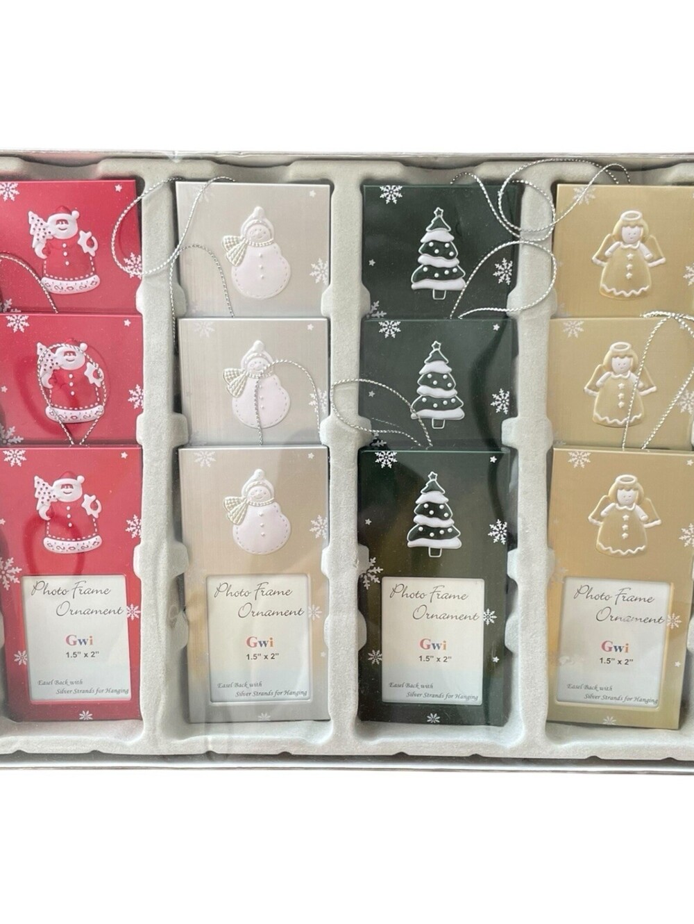 GWI Photo Frame 12 Ornaments Set Santa SNowmen Picture Memories